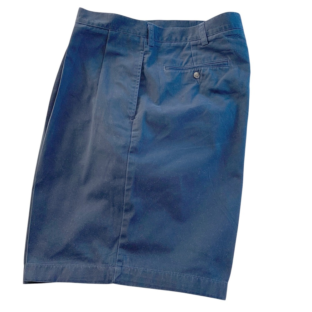 Polo Ralph Lauren Tyler Short Mens 38 Navy Blue Pleated Chino Preppy Classic Dad